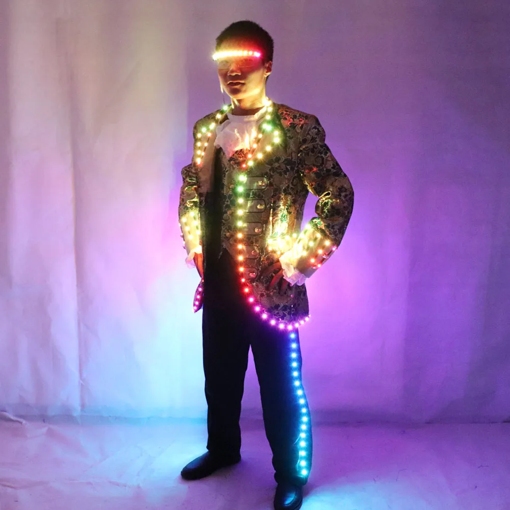 

Digital Full Color LED Court Suit, IC Remote Control LED Jacket for Bar Hosting, Wedding Men's dress Costume Tron suit