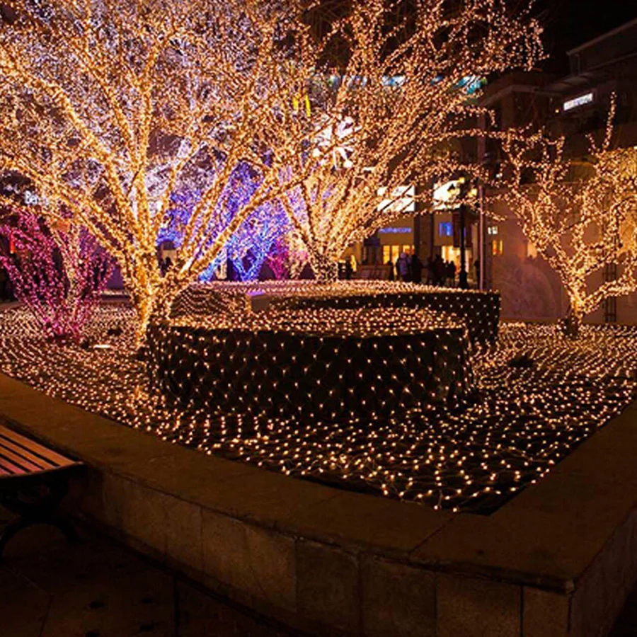 2 м x 3 м 204 светодиодный садовый гирлянда в красочных полностью водонепроницаемых огнях для рождественской елки, вечерние гирлянды для дома и улицы