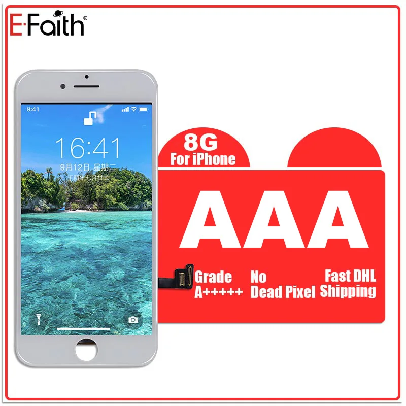 EFaith, 10 шт., для iphone 8, 8G, 8 P, 8 Plus, ЖК-дисплей, экран, протестированный, сборка, замена, без битых пикселей, быстрая