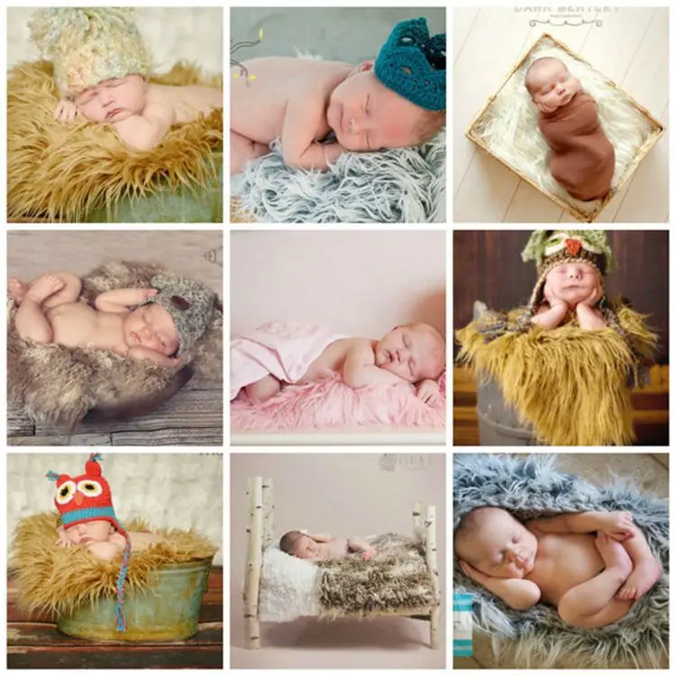 50*60cm Newborn Photography Props Baby Blankets Infant Faux Fur Rug Blanket Photo Background Props Mat Wraps