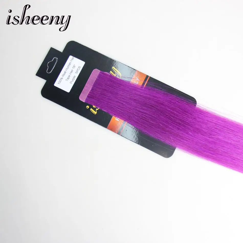 Isheeny Remy Diritta Dei Capelli Umani di Estensioni del Nastro Campioni Perfessional Salone di Estensione di Trama Della Pelle 5 pcs Per Il Test Dei Capelli