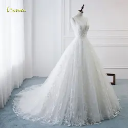 Loverxu Vestido De Noiva глубоким v-образным вырезом кружевные свадебные платья 2019 эффектное с открытой спинкой и аппликацией жемчужные бусины линия