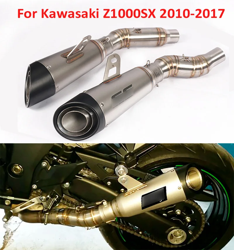 

Slip on Z1000 Motorcycle Exhaust System Tip Exhaust Pipe Muffler Tail Escape Link Connect Tube for Kawasaki Z1000SX 2010-2019