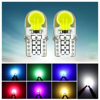 

2 PCS T10 W5W LED 194 Car Light Bulbs 12V COB Silicone Auto Dome Reading Lights Interior Trunk Parking License Plate Lamp Bulb