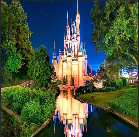 

Cinderella Princess Castle Garden River Lawn backdrop polyester or Vinyl cloth High quality Computer print party Background