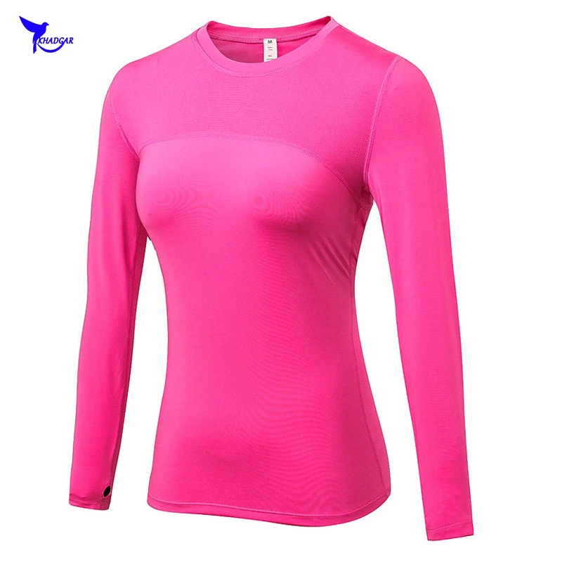 2019 Women Compression Running Shirts Quick Dry Elastic Mesh Splicing