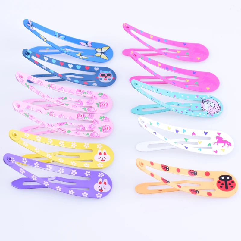 120pcs/lot Girls Children Snap Hair Clips Barrettes Flower Bow