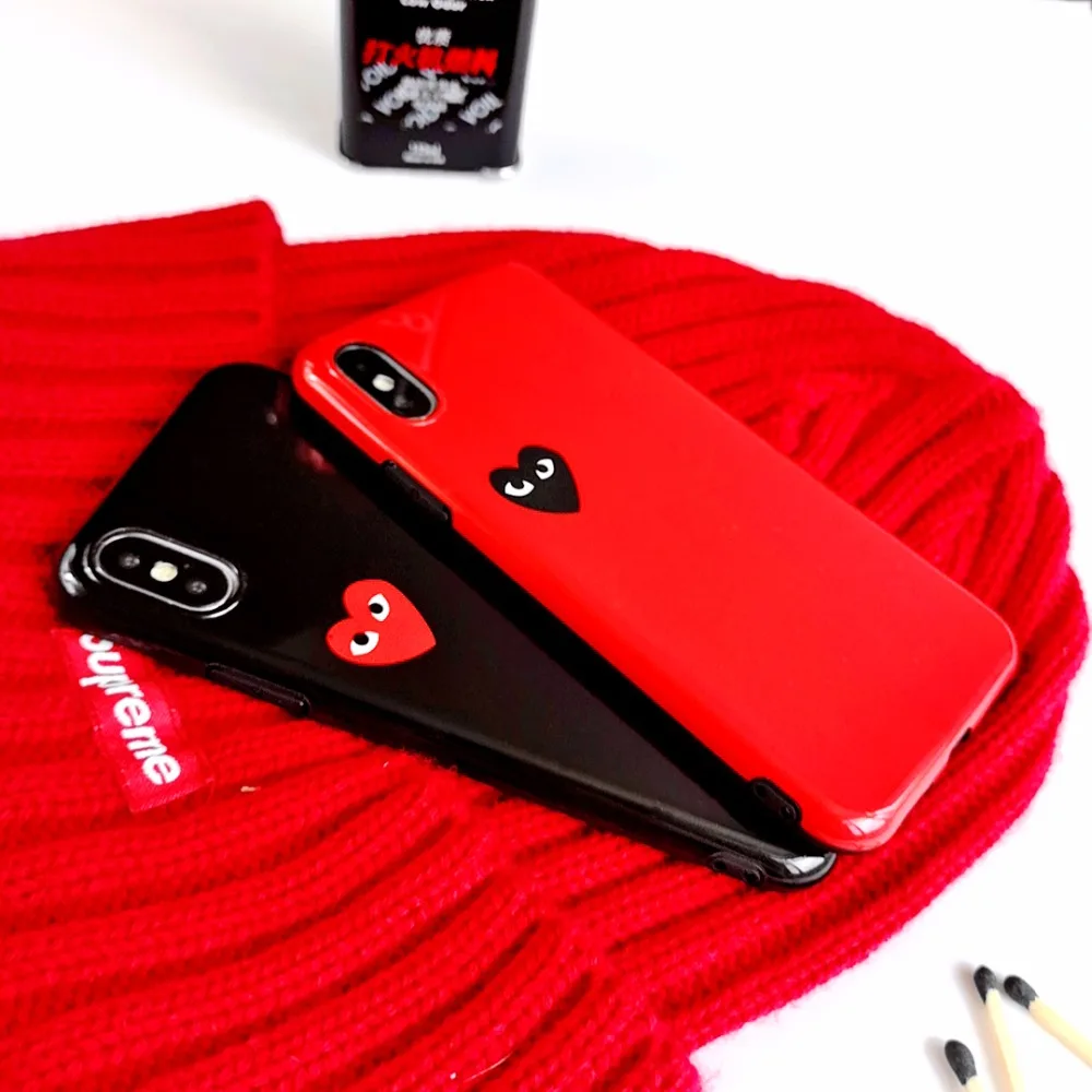 

Fashion CDG Play Comme des Garcons Hard Matte Japan trend brand for iphone 6 6S plus 7 7plus 8 8plus X Matte soft phone cases