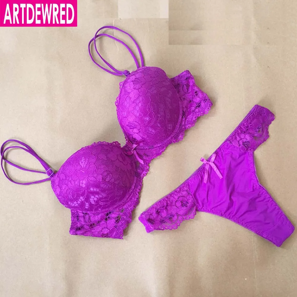 white underwear set ARTDEWRED Brand Temptation Lace Brief Women Bra Set Intimate Plus Size ABC Push Up Bra Brief Sets Sexy Underwear Panty Set cotton bra and panty sets Bra & Brief Sets