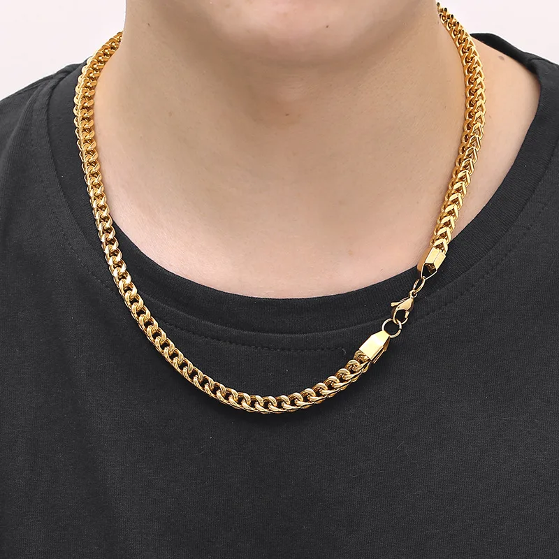 4*600 мм нержавеющая сталь Франко цепи ожерелья Золото Серебро Цвет для мужчин Хип Хоп рок ювелирные изделия