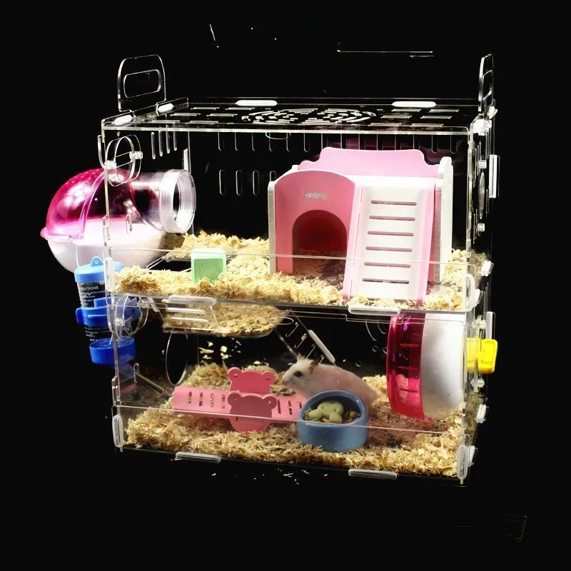 Acrylic Hamster Cage set Guinea Pig Chinchilla Ferret House DIY Small Pets Supplies Funny Mouse
