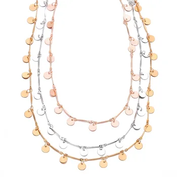 

Boho Femme Collier Sequins Choker Multilayer Necklace For Women Charm Chain Statement Necklace bijoux Party Jewelry 2019 New