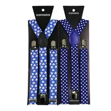 Модные Белые в горошек белые персиковые сердца синие подтяжки эластичные регулируемые y-задние подтяжки аксессуары для одежды 3 зажима на подтяжках