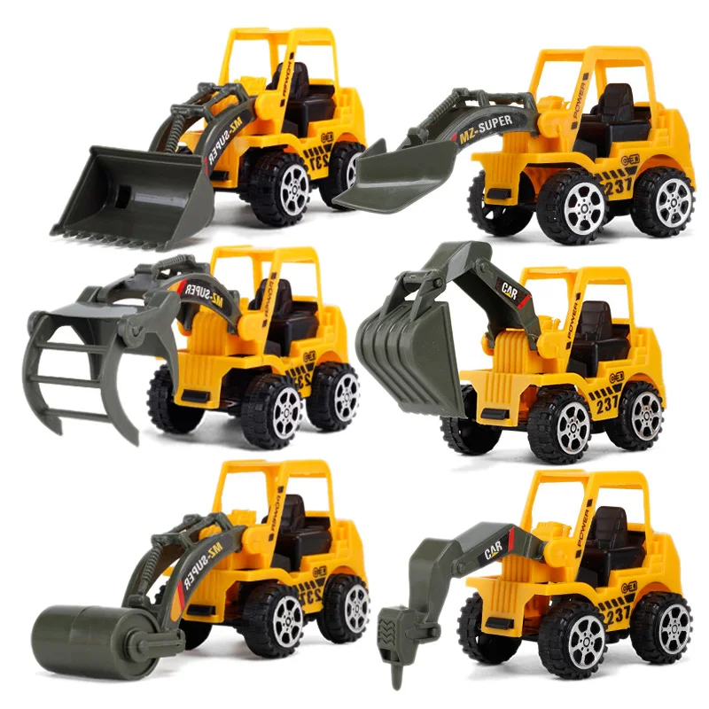 

6 Styles Mini Diecast Plastic Construction Vehicle Engineering Cars Excavator Model Toys For Children Boys Gift