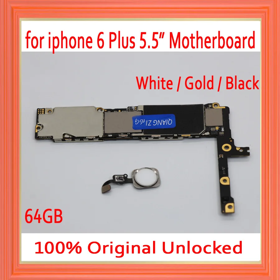 

64gb with Free iCloud for iphone 6 Plus Motherboard,Original unlocked for iphone 6Plus Mainboard with Touch ID,White Gold Black