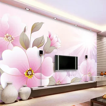 

Modern Fashion Pink Flowers Photo Mural Wallpaper Living Room TV Sofa Bedroom Backdrop Wall Home Decor Fresco Papel De Parede 3D