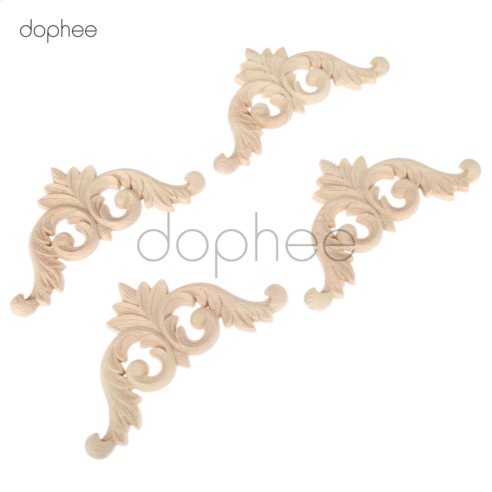 Dophee 4 шт. Цветочная деревянная резная угловая аппликация резьба наклейка для