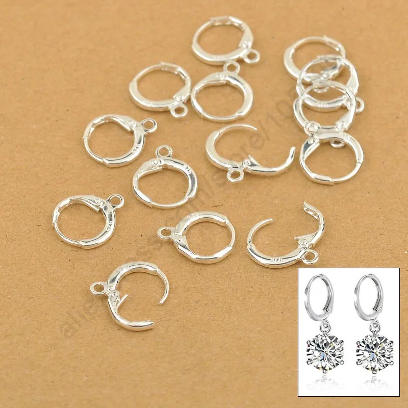

Wholesale Earrings Jewelry Findings 50PCS 925 Sterling Silver Jewellery Leverback Ear Earwires 13MM DIY Accessory