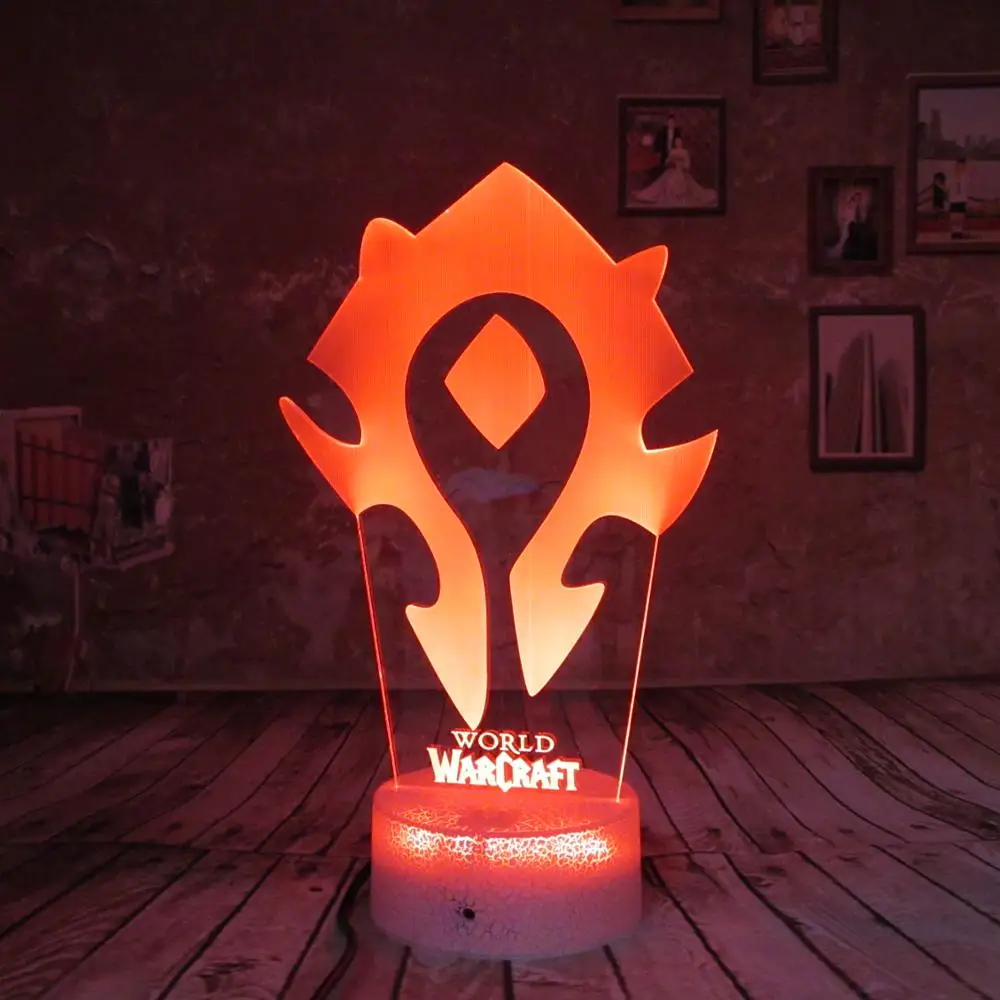 Светодиодный ночник World of Warcraft 3D Оптическая иллюзия 7 цветов USB затемняемый