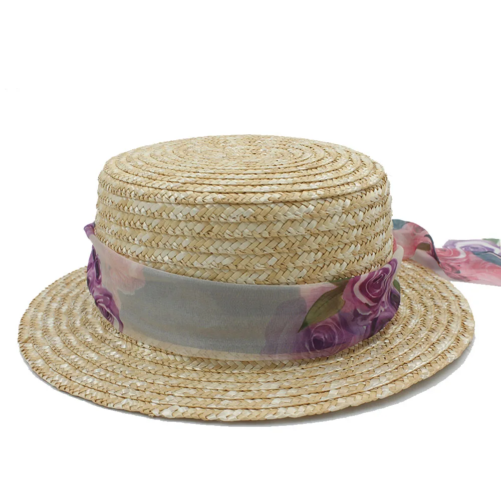 Модная соломенная Панамка, шляпа от солнца для женщин, бант, плоская шляпа с тканевой лентой, шарф Панама Федора, шляпа королевы, летняя пляжная шляпа
