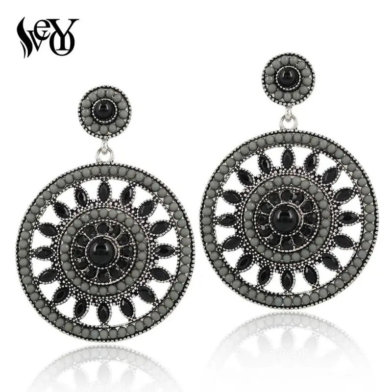 

VEYO Round Vintage Acrylic Big Earrings For Women Millet bead Dangle Earrings Zinc Alloy Lead free nickel free