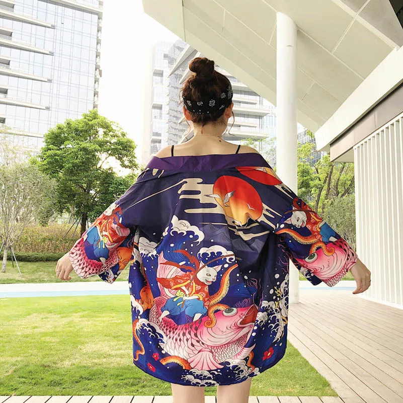 NiceMix Harajuku Japan Style Summer 2019 Kimono Blouses Yukata Digital Print Thin Shirts Cosplay Sunscreen Women Tops new - 33007148677