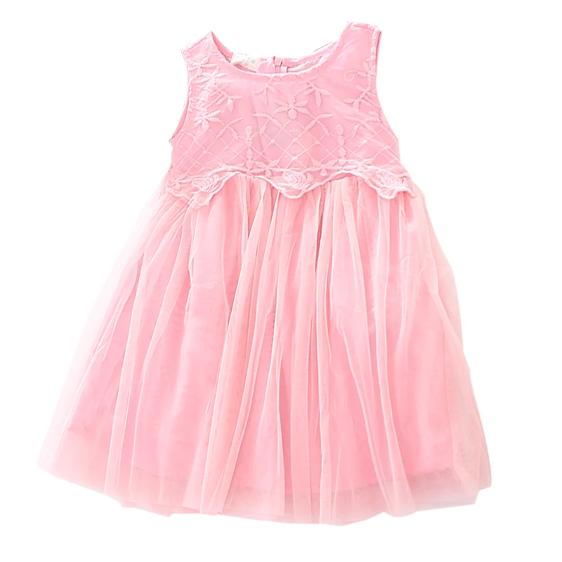 2016 fashion Summer Sleeveless Lace Children Kids Dresses For Child Party Princess Girl Dress 2
