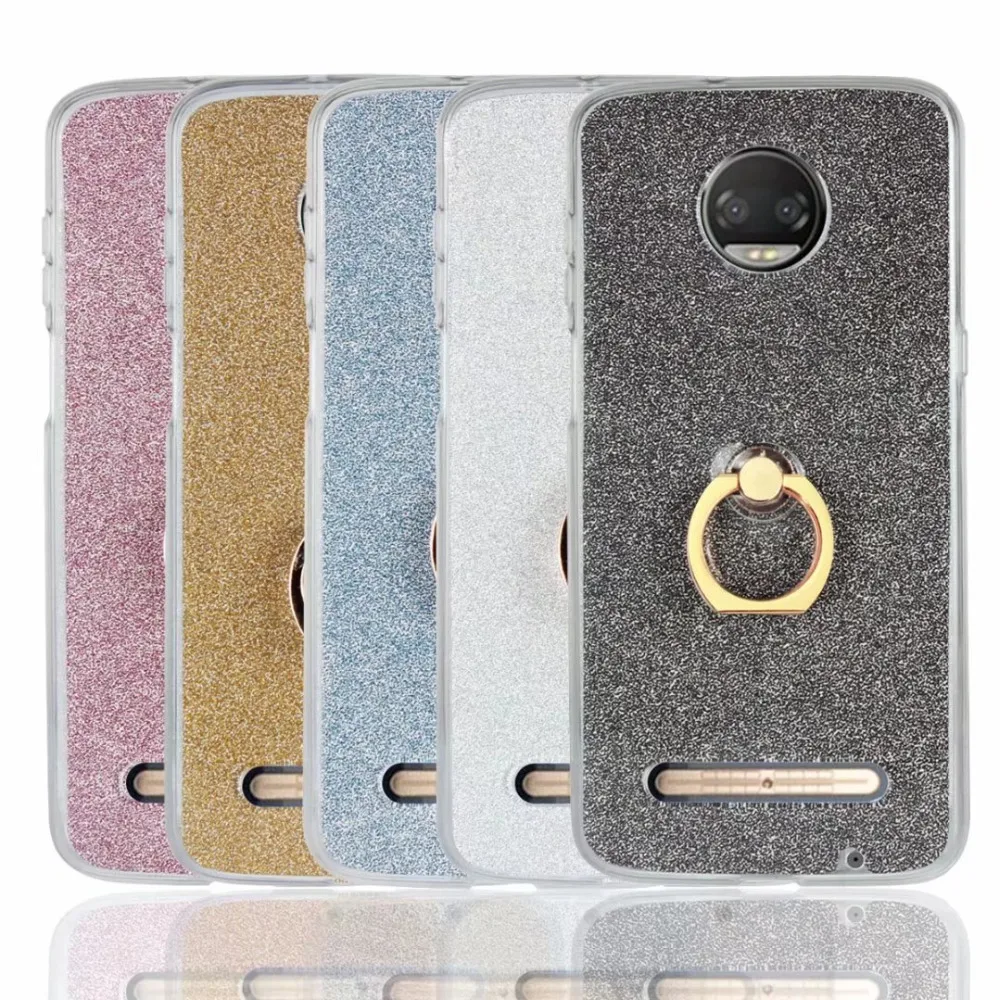 

Bling Stent Flash Glitter With Ring Transparent TPU Case For Moto X4 Z3 Play Z2 Play G4 Play Case Back Cover Fundas Coque Capa