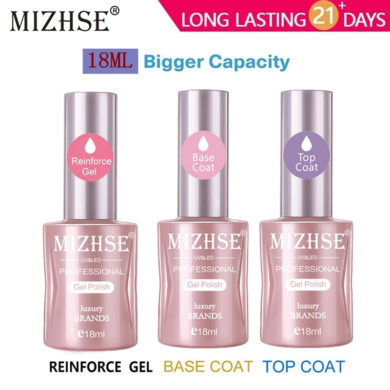 

MIZHSE 18ML Gel Base and Top Coat Matte Top Coat Gel Lacquer UV Nails UV LED Gel Varnish Soak Off Nail Art Gel Nail Polish
