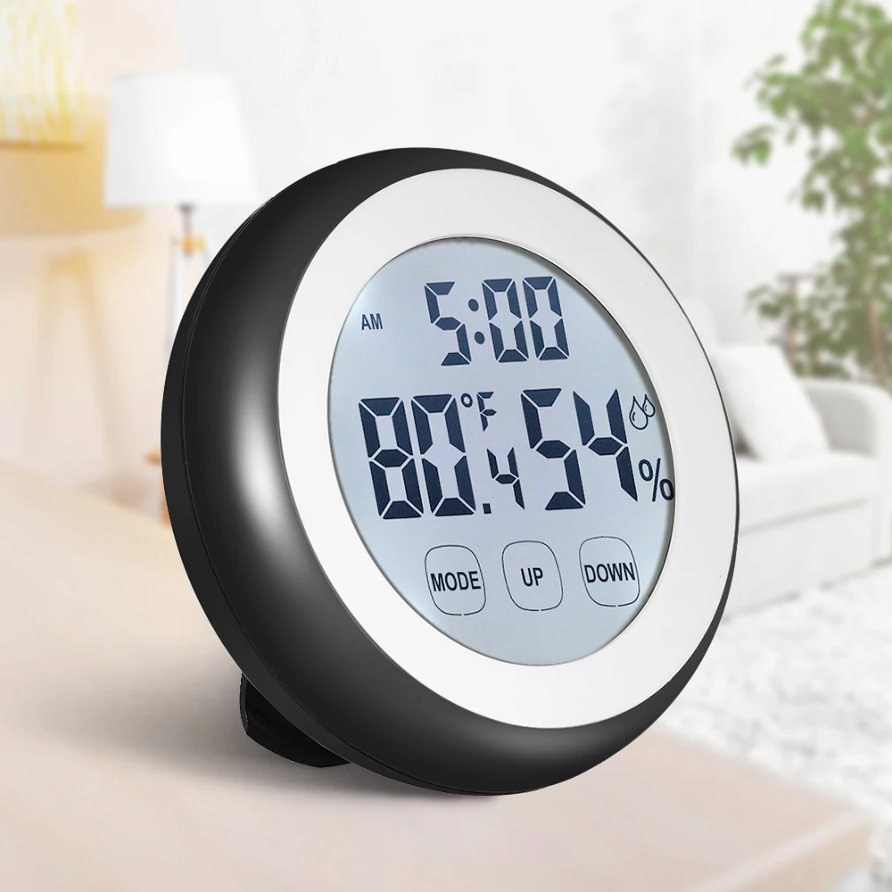 

Mini Digital Thermometer Hygrometer Clock Temperature Humidity Monitor Alarm Clock Backlight LCD Thermometer With Clock