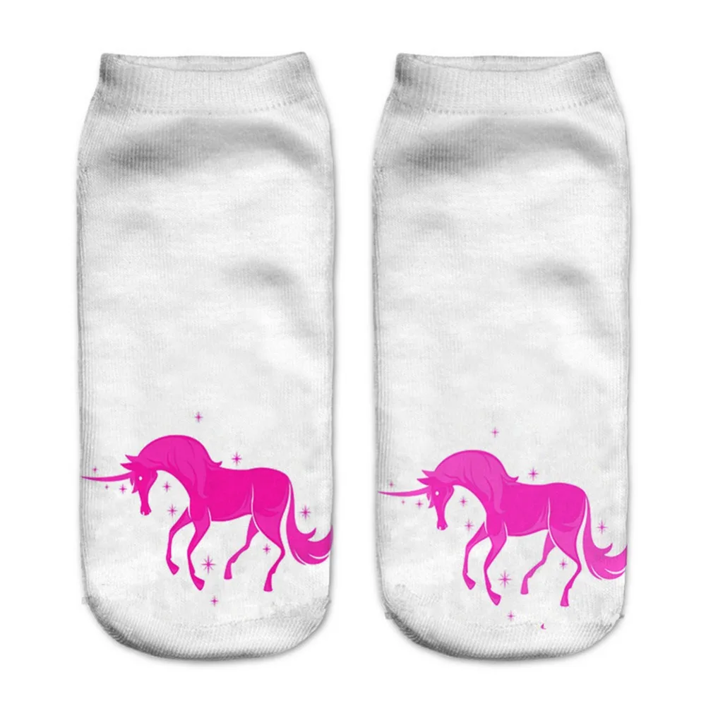 Женские Смешные носки милые маленькие пони печати носки повседневные Einhorn животных мягкая Лодыжка Низкий вырез носки