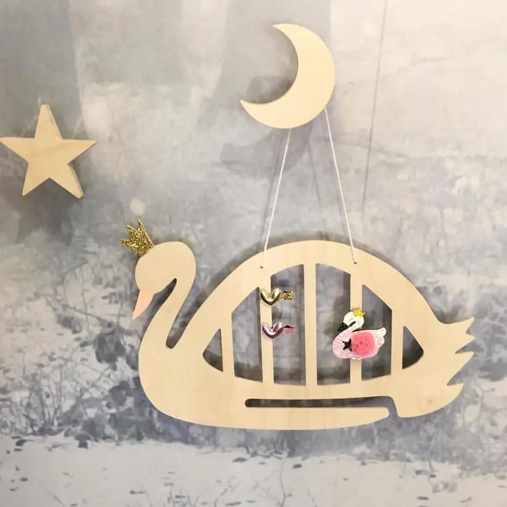 

Nordic Swan Shape Headdress Organizer Wooden Ornament Kids Room Decor Photo Prop Fashion
