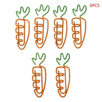 

6pcs Creative Kawaii Carrot Shaped Metal Paper Clip Pin Bookmark Stationery School Office Supplies Decoration