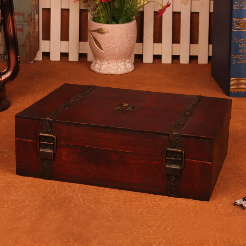 Стильная винтажная деревянная коробка, деревянная коробка с замком, Ювелирный сундук, чехол-органайзер, ручная деревянная коробка, Настольная коробка для хранения