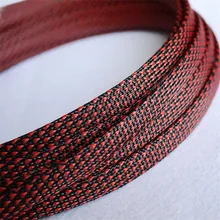 1 м высокое качество красный и черный 12 мм оплетка ПЭТ расширяемая гильза высокой плотности Обшивка плетеный кабель рукава DIY