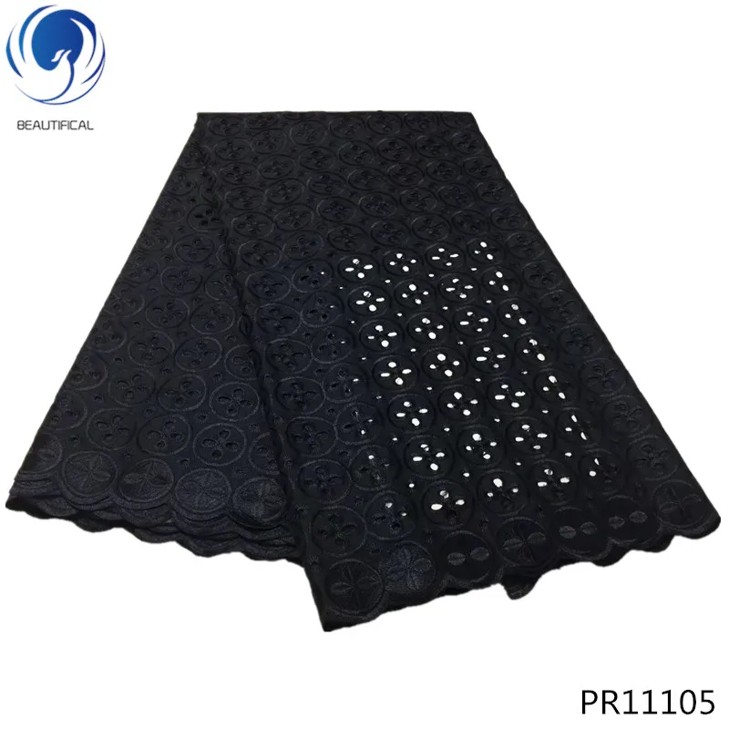 

BEAUTIFICAL black lace african voile laces cotton african lace fabric 2018 high quality lace fabric 5 yards/lot latest PR111