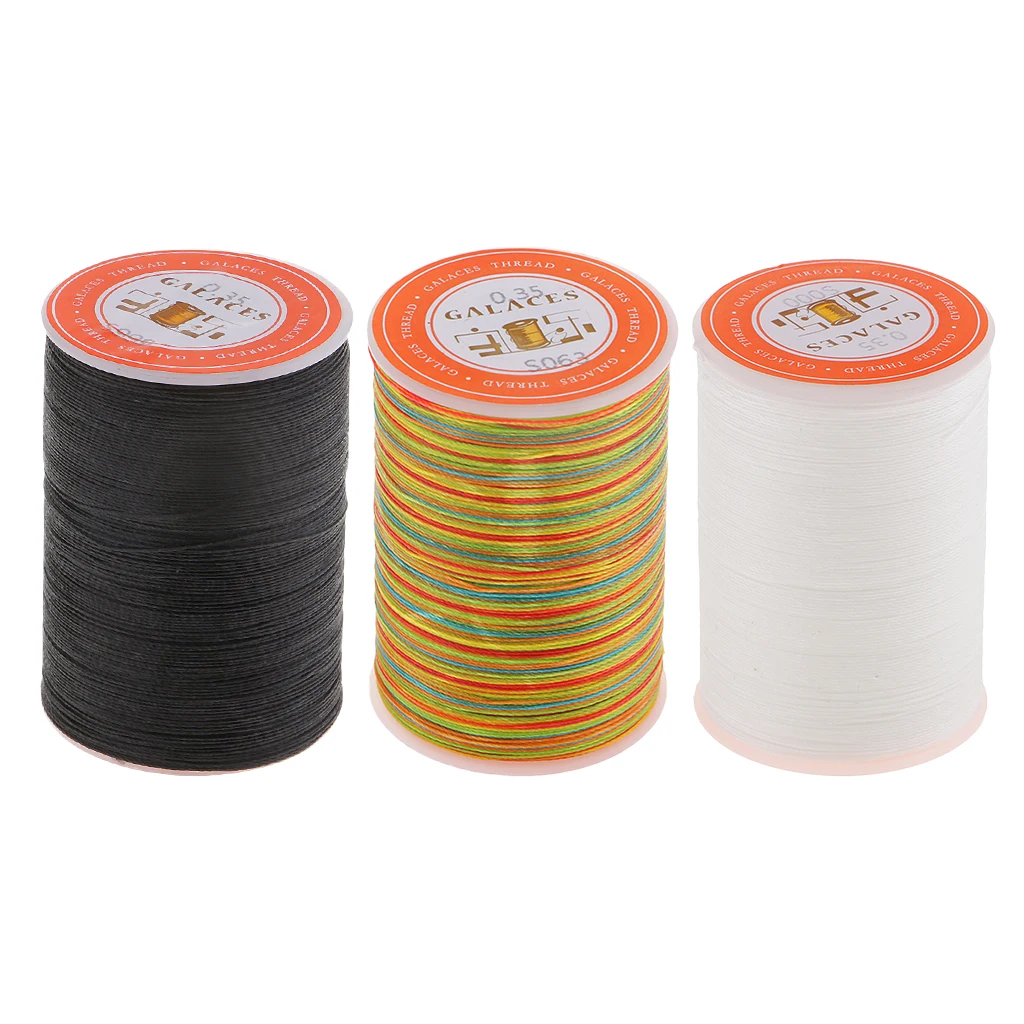 3 Pieces Waxed Thread 0.35mm 300m Polyester Cord Sewing Threads Stitching Leather Craft Bracelet DIY Apparel Sewing Fabric