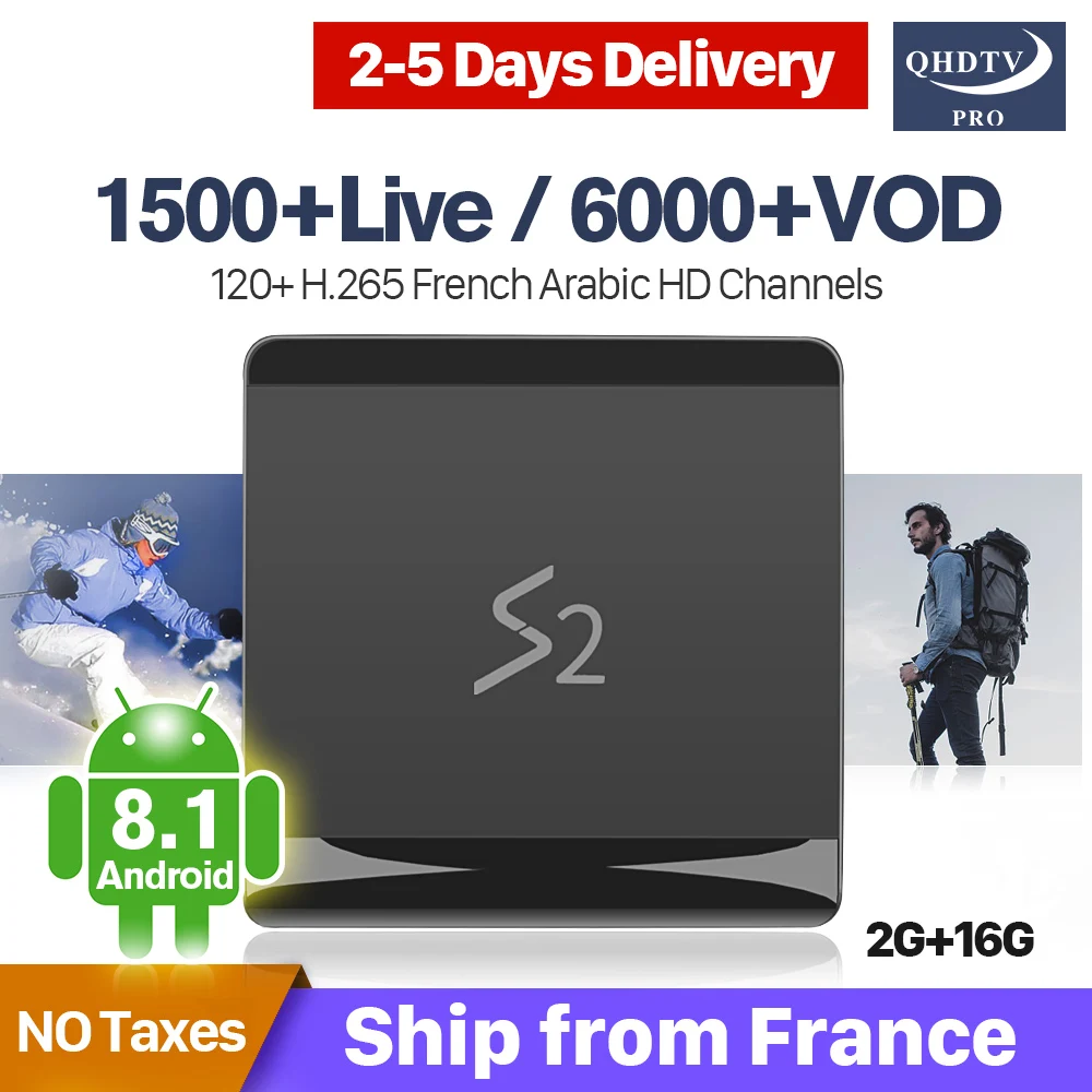 

IP TV Arabic France IPTV 1 Year QHDTV Pro Netherlands S2 Android 8.1 2+16G Support H.265 Decoder Morocco Qatar IP TV Box