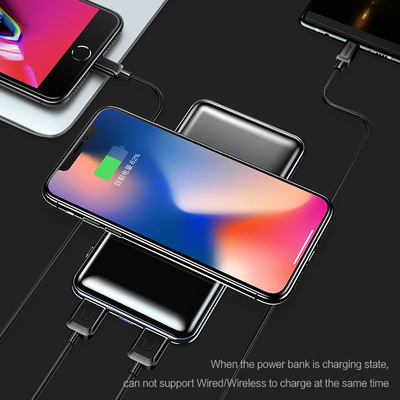 Dual USB Wireless Power Bank, USAMS 10000mah QI Wireless Charger Power Bank with Type C & Micro Port Wireless Charging PowerBank Dual USB Wireless Power Bank, USAMS 10000mah QI Wireless Charger Power Bank with Type C & Micro Port Wireless Charging PowerBank