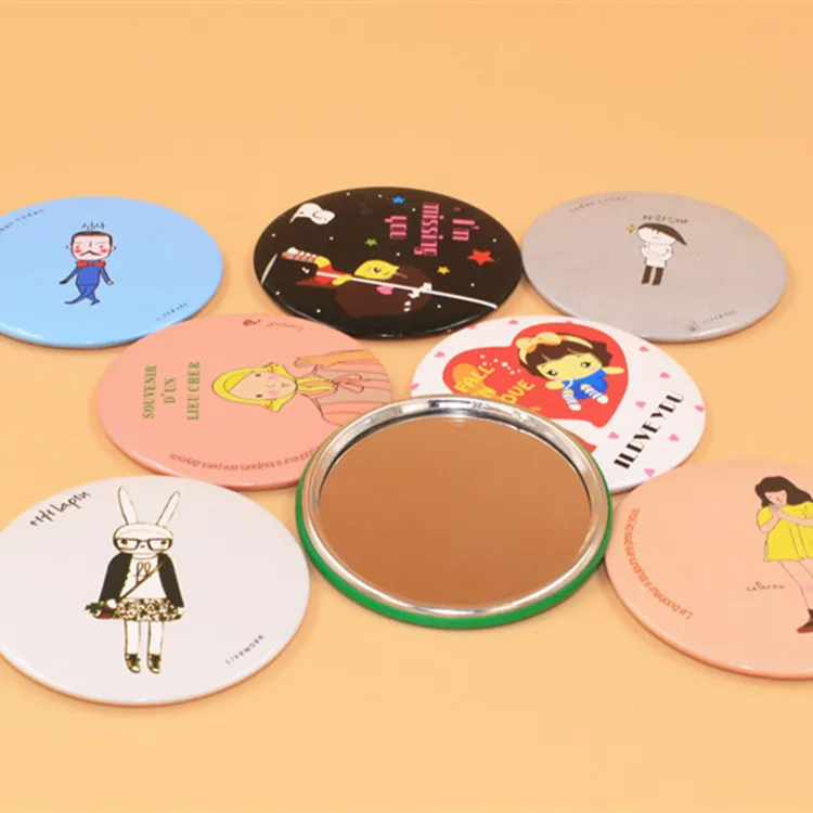 1Pcs Small Cute Cartoon Pocket Mirror Hand Makeup Compact Mirrors