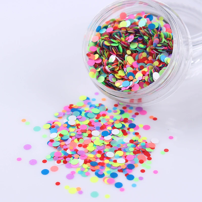 

1 Box 3g Candy Color Round Nail Sequins 1mm 2mm Mixed Paillette Nail Glitter Rhinestones Manicure Nail Art Decoration