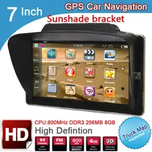 Free DHL shipping 7 inch Car MTK GPS Navigation FM 8GB/256M WinCE 6.0 Map For Europe/USA Truck vehicle sunshade gps Navigator