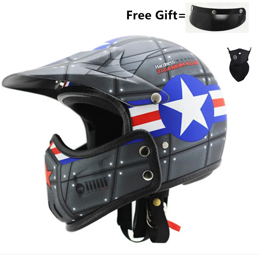 Винтажный moto cross moto rcycle шлем Ретро Кафе Racer Vespa открытое лицо каск полное лицо casco moto модульный Мото шлем в горошек - Цвет: 4 without mask