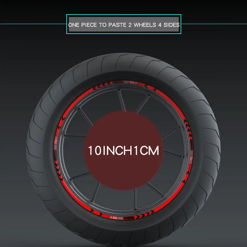 Спортивные часы на мотоцикле шины паста светоотражающие наклейки мотоцикл светоотражающий, для мотокросса колеса 10 дюймов 18 дюймов наклейки на колеса - Цвет: red 10 inch L3