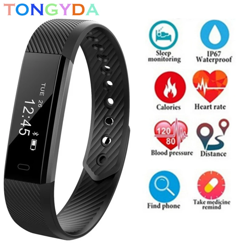 

Bluetooth Sport Smart Wristband Blood Pressure Heart Rate Monitor ID115 Smart Band Fitness Tracker Pedometer Band for Men Women