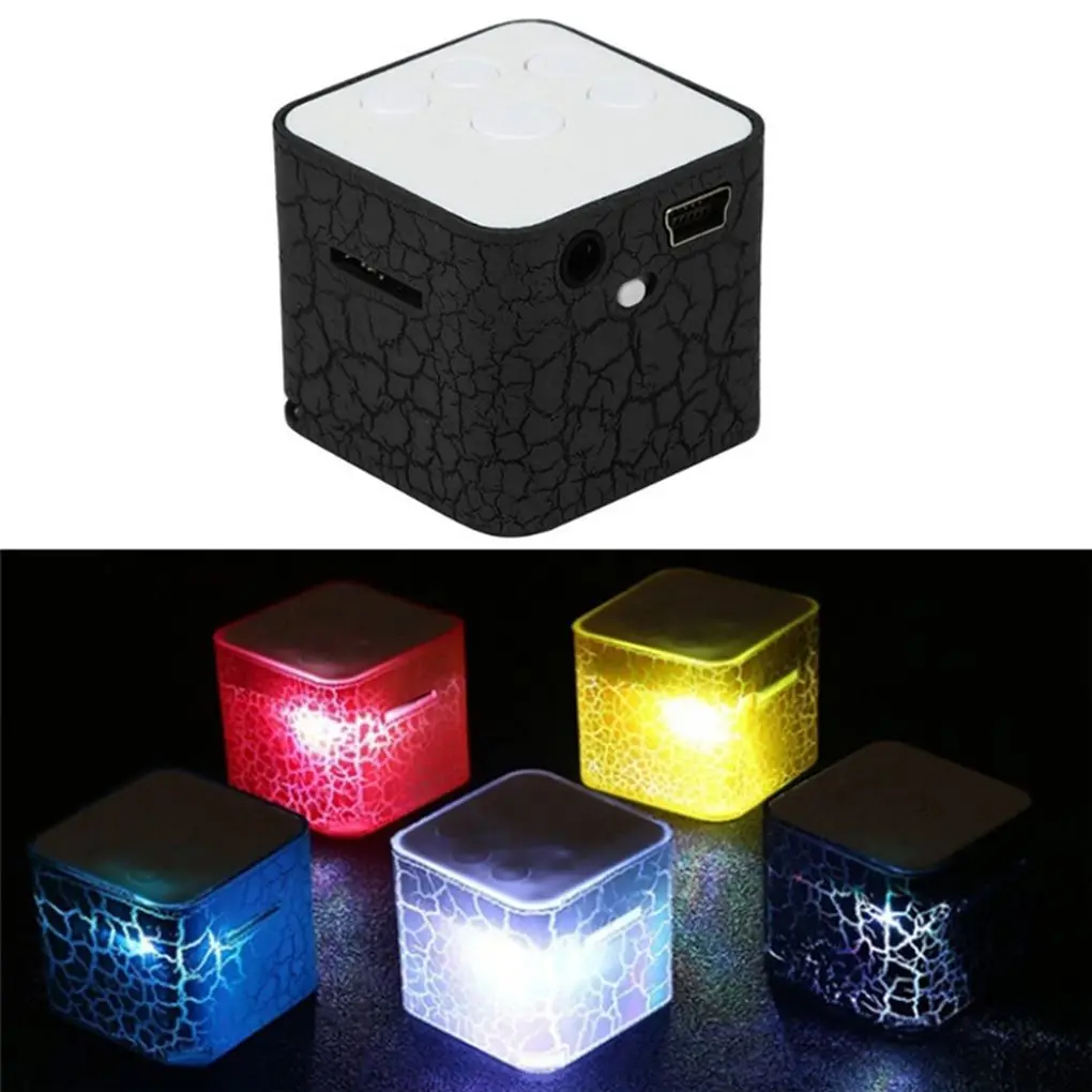 

Mini External Small Speaker LED Luminous TF Card Square Good Sound Media MP3 Music Player