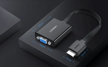 

Ugreen HDMI to VGA Connector Audio Adapter Male to Female HDMI-VGA Converter Flat Cable graphics card display adapters