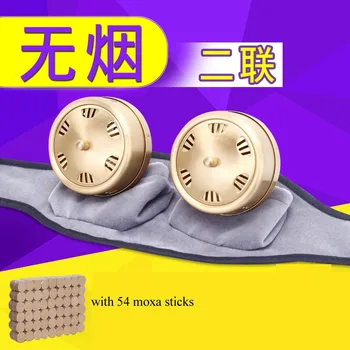 

Portable Smokeless Moxibustion Massage Copper Box Belt Warm Moxa Sticks Treatment Therapy For Body Leg Abdomen Neck & 54moxa