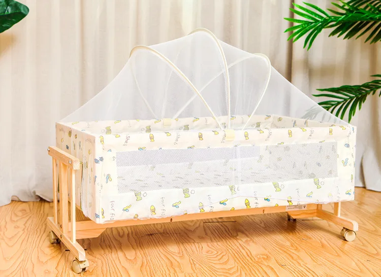 Твердая деревянная кроватка маленький шейкер отдельная колыбель кровать в кровати портативная детская кровать москитная сетка бесплатный подарок - Цвет: small size