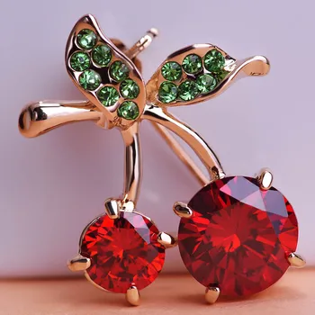 

Madrry Wholesale Red Cherry Shape Brooches Pins Shining Rhinestone Brooch For Women Kids Scarf Corsages Pins Accessories Jewelry